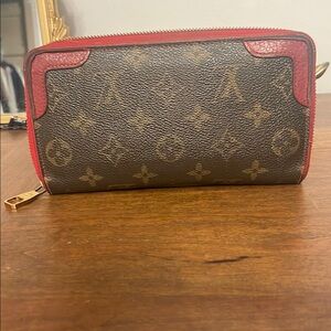 Louis Vuitton Monogram Wallet with Red Accents
